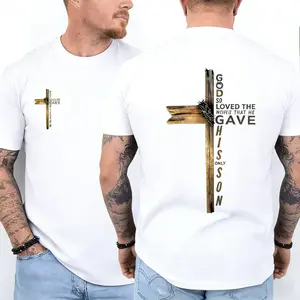 Dynamic Faith-Inspired Tee – God So Loved Graphic with Cross, Ideal for Casual Outingsoversized gym shirts