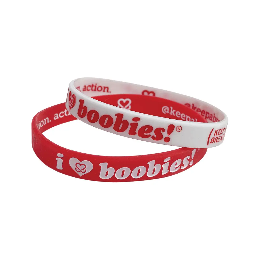 i love boobies! Mini Bracelet Pack - Candy Cane (Red / White) i love boobies! Mini Bracelet Pack - Candy Cane (Red / White)