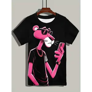 [Moisture Wicking Short Sleeve Top] Men'S Casual Crew Neck T-Shirt with 3D Cartoon Mouse Print, 100% Polyester, Quick Dry, Moisture Wicking, Sleeve, Slight Stretch, Regular Fit, Spring/Fall Knit Fabric Top for Running, Yoga, Training,