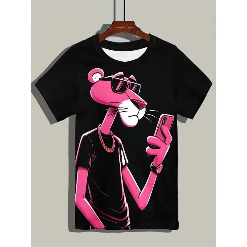 [Moisture Wicking Short Sleeve Top] Men'S Casual Crew Neck T-Shirt with 3D Cartoon Mouse Print, 100% Polyester, Quick Dry, Moisture Wicking, Sleeve, Slight Stretch, Regular Fit, Spring/Fall Knit Fabric Top for Running, Yoga, Training,