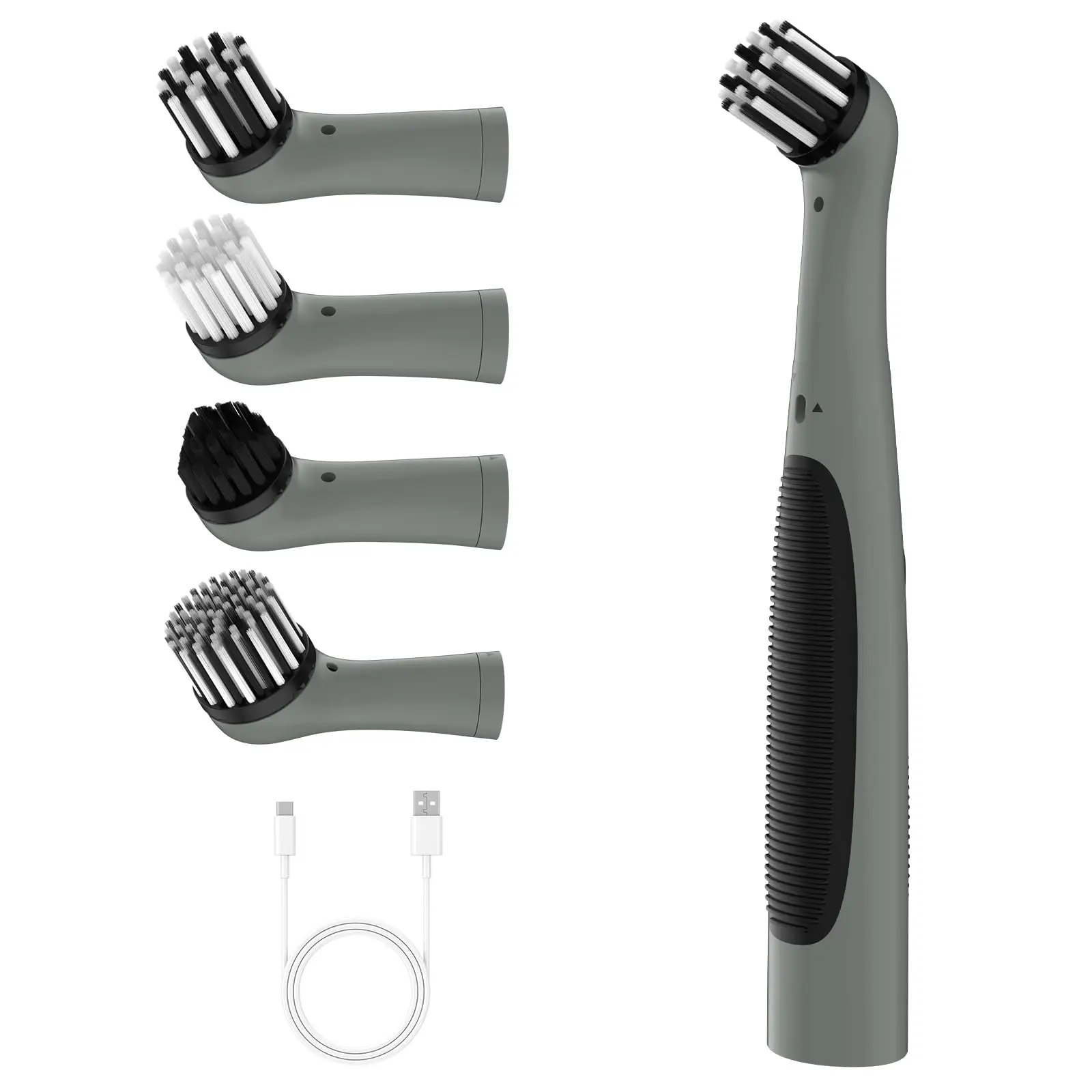 Rechargeable Electric Cleaning Brush With 4 In 1 Multiple Heads And Usb Cable  Indoor Household Cordless Motorized For Bathroom Toilet Kitchen Tile Crevice (grey & Black)