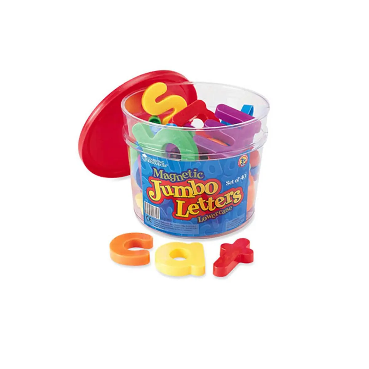 Learning Resources Jumbo Magnetic Lowercase Letters Small Animal Toy - 40-Pack, 2.5in Bucket, Bright Colors, Durable Plastic Learning Materials, Reading Tool for 4-6 Years Old Kids, Easily Handle