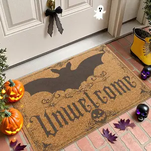 Vintage Bat Welcome Mat, Thick Soft Plush Rug for Halloween Decor, Comfortable Entryway Door Mat for Living Room Bedroom, Home Decorative Rug