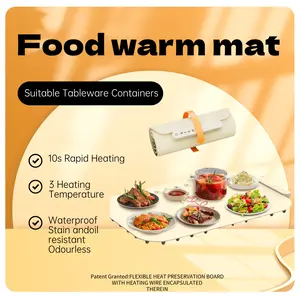 Survan Silicone Flexible Rollable Heated Food Mat, Adjustable Temperature Settings (140°F, 176°F, 212°F), 10-Second Quick Heat, Perfect for Keeping Food Warm at Home Dinners & Friend Gatherings, Great Christmas Holiday Gift