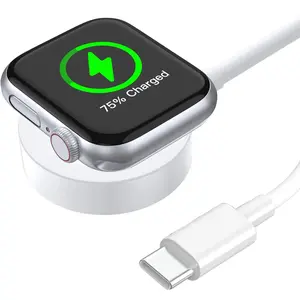 Charger for Apple Watch Series Ultra 9/8/7/6/5/4/3/2/SE/SE2, 5W Fast Magnetic Braided Charger Cord, 1M/3.3ft Type-C Input