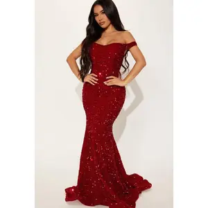 Alora Sequin Maxi Gown - Red