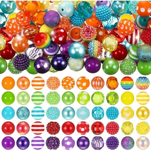 Rainbow Color 100 Count 20mm Beads for Pens - Mixed Beadable Keychains, DIY Craft Pen, Beadable Keychains for Crafting Supplies