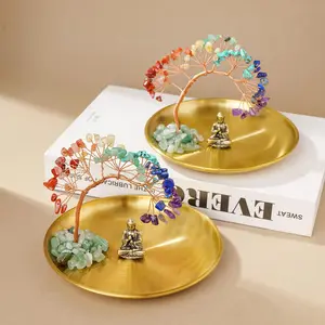 Creative Money Tree Design Ornament, 1 Count Colorful Tree with Buddha Base, Desktop Decorative Ornament for Home Office, Home Decor, Religious