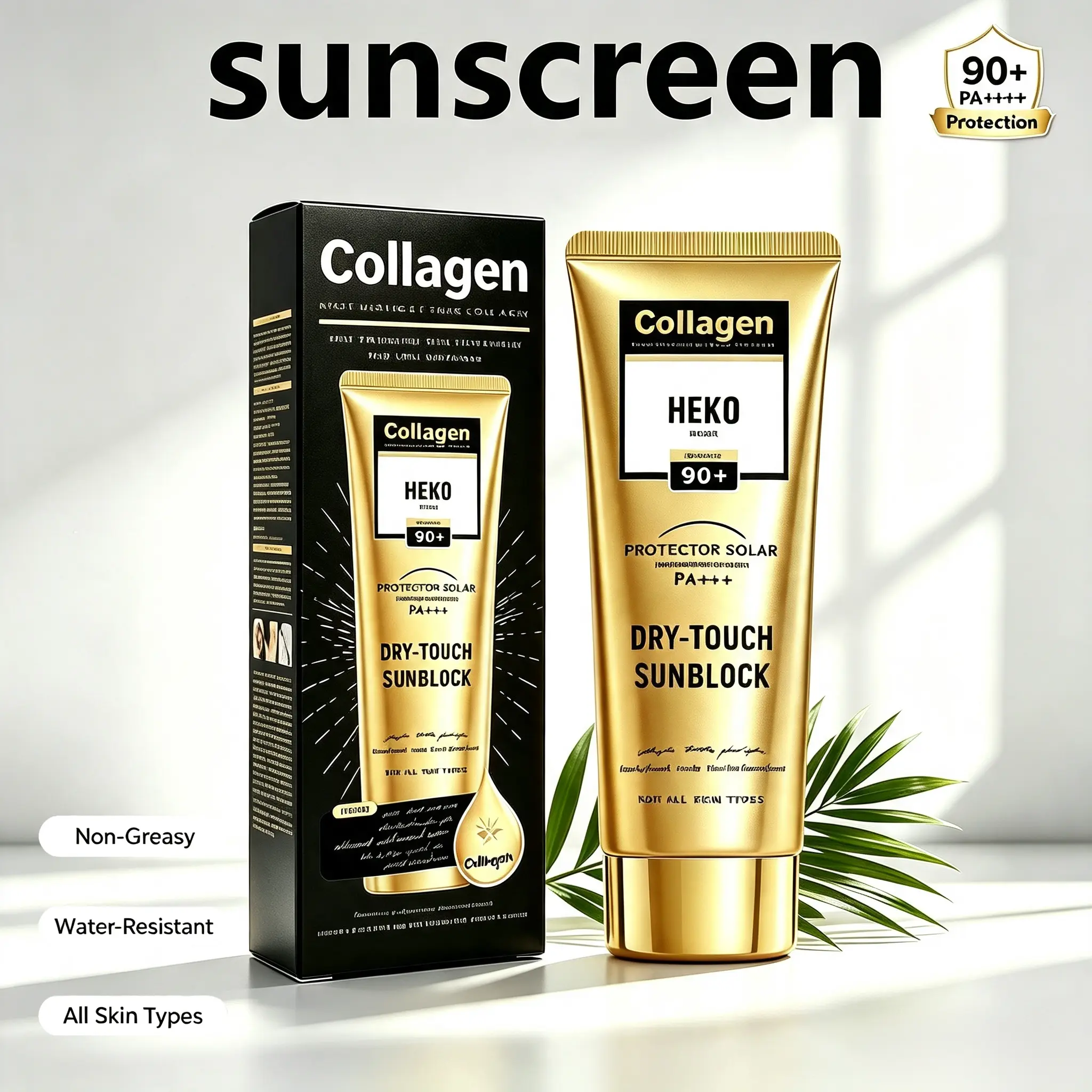 Collagen Dry‑Touch Sunblock|Non‑Greasy Water‑Resistant Sunscreen, Daily UV Protection for All Skin Types