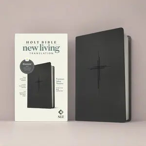 NLT Premium Value Thinline Holy Bible, Digital Filament Enabled, LeatherLike Cover, Trinity Cross Black Design
