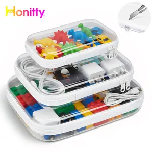 HONITTY Premium Clear Hard Shell PVC Zipper Bag Organizers - Eco-friendly, Odorless, Dust-proof, Wipe-clean, High Transparency Storage Bins for Colored Pens Set, School Supplies (Back to School) | DEALSFORYOUDAYS
