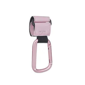 Multi-Functional Leather Aluminum Alloy Carabiner, Portable Magic Tape Hook for Electric Bike, Bicycle, Stroller, Baby Pushchair