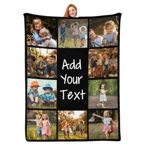 Personalized Photo Blankets Custom Blanket with Picture Text Customized Blanket Customize Gifts for Mom Dad Couple Girlfriend Boyfriend Wife Husband