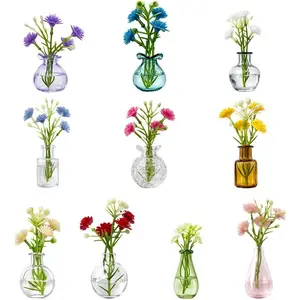 10pack Cute Tiny Magnetic Glass Mini Vase Magnets for Fridge Real Flower Pot Aesthetic Plant Decor for Locker Office Kitchen