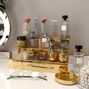 1 PC gold/silver acrylic mirror display rack, jewelry storage box, nail polish perfume lipstick essential oil finisher, doll display table, jewelry tower