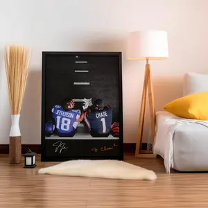 [UNFRAMED] Justin Jefferson and Ja'Marr Chase Poster Featuring Elite Rivalry, Football Wall Art for Fans Home Decor
