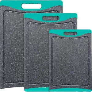 Empune Extra Large Cutting Boards Set of 3 High-Density Plastic Cutting Boards with Easy-Grip Handles, Juice Groove, and TPR Edge Design - Knives, Knife