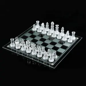 Elegant 10" Glass Chess Set - Premium Quality Board Game for All Ages for Chess Enthusiasts and Home Decor