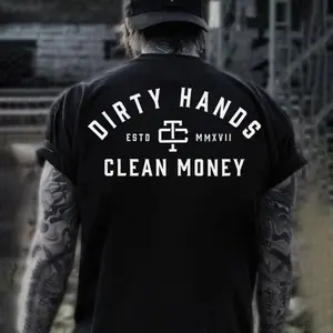 Dirty Hands Clean Money Graphic Tee, Blue Collar Workwear Shirt for Men, Hustle and Grind Apparel, Mechanic Laborer Fashion, 2025 Gift Idea 0714D 818