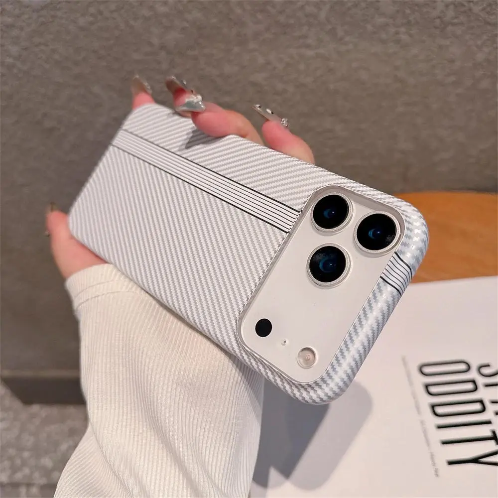 Luxury Kevlar Carbon Fibre PC Hard Case Cellphone for iPhone 17/16/15/14/13/ProMax/Pro/Plus Shockproof Camera Bumper Ultra Thin Cover Stylish Shockproof Casing