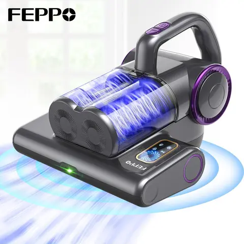 FEPPO Mattress Vacuum Cleaner, Bed Vacuum with 253.7nm UV-C Light 140°F Heat, HEPA Filter, Ultrasonic & Green Dust Reveal Light, Handheld Vacuums for Bed, Couch(Corded, 500W)