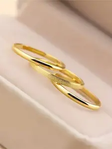 Gold Color Stainless Steel Ring 3-Piece Set in, Unisex Stackable Simple Plain Rings for Engagement and Casual Wear, All Seasons Jewelry