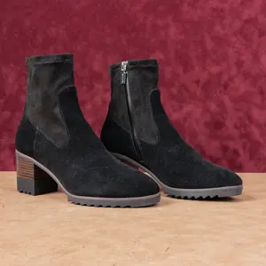 Blondo Women Rosa Black Suede Waterproof Lug Heeled Ankle Boots sz 10