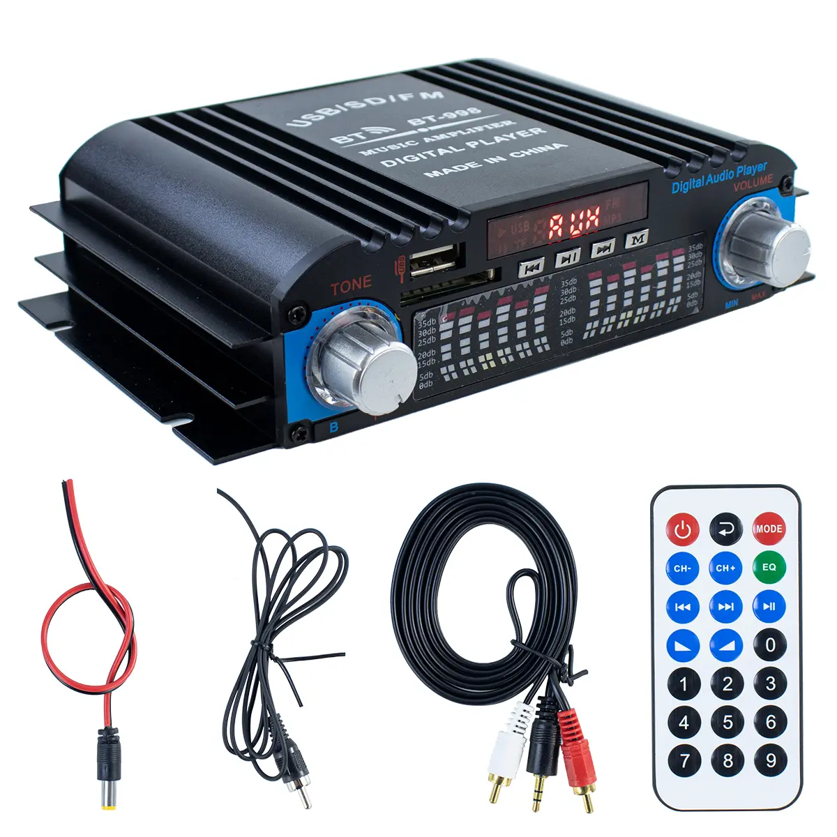 Bluetooth Stereo Amplifier LED Display Remote Control USB SD AUX FM Radio Player