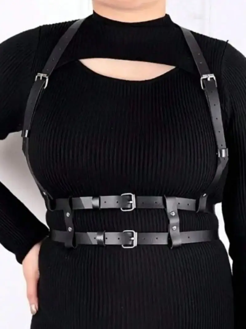 New Women\'s Body Chest Harness Belt, Adjustable Faux Leather Gothic Punk Chest Harness Punk Gothic Waist Harness Belt – Adjustable  main image 2