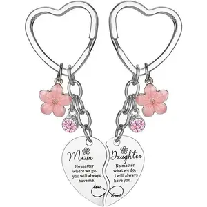 Mother Daughter Love Keychain Set - Stainless Steel, Heart-Shaped Matching Pendants, Perfect Gift for Mom and Daughter - Mother's