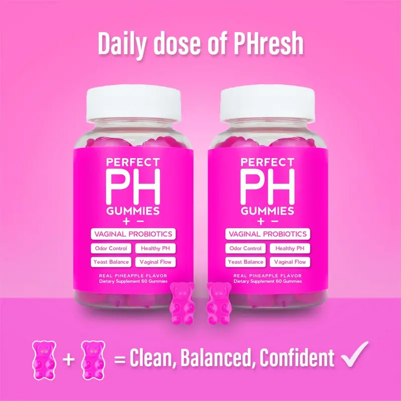 Perfect PH Balance Gummies - Double Pack (2 Bottles) - Women's Real Pineapple Flavored Vaginal Supplement - 2 Month Supply - Gelatin-Free Probiotics Vitamins Natural Wellness Boost Dietary Supplement