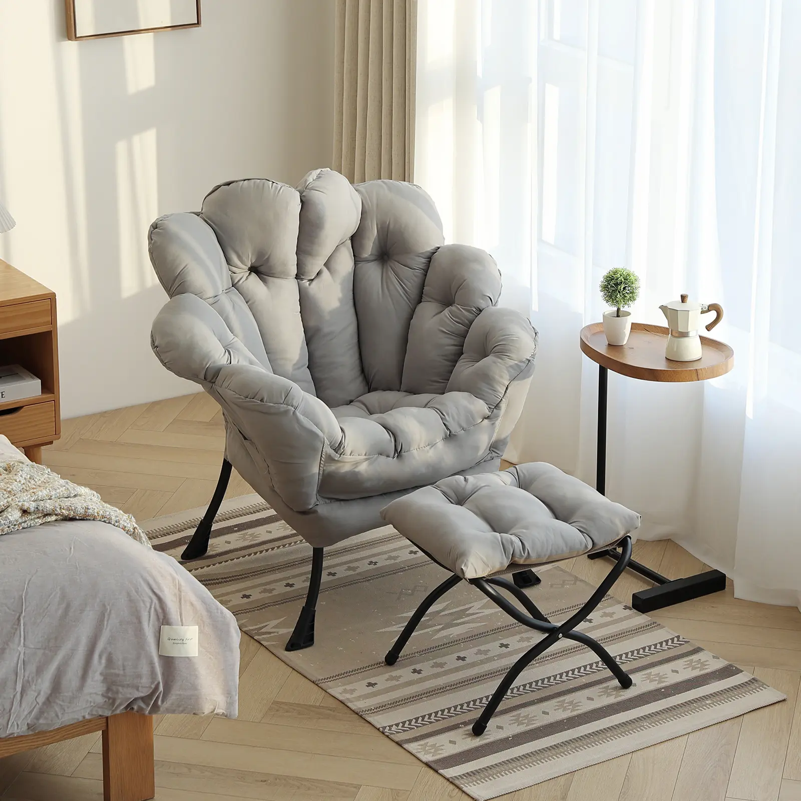 Welnow 2025 Lazy Chair with Ottoman Comfy Reading Chair Lounge Accent Modern Floral Chair with Footrest for Small Spaces Bedroom Dorm Room