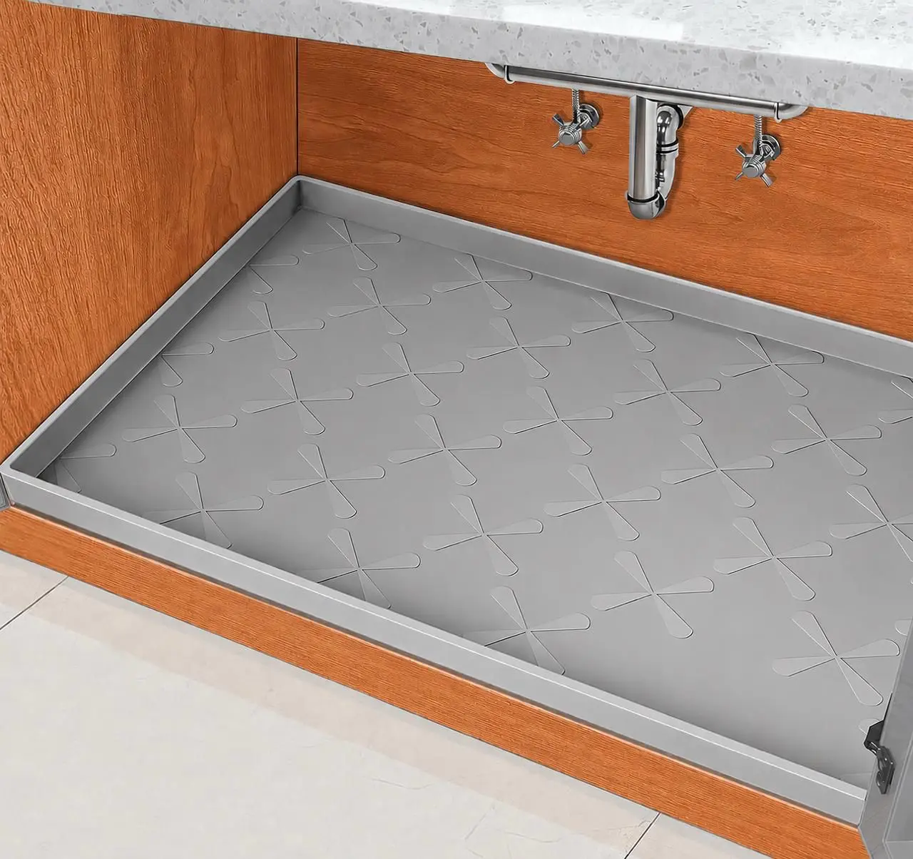 Under Sink Waterprrof Mat 34" x 22", Silicone Mat Kitchen Drawer Shelf and Cabinet Liner, Sink Protector for Kitchen Organizers and Storage, Boot Tray Pet Food Mats
