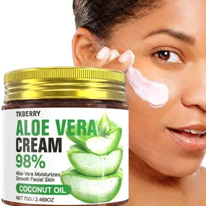 70g 98% Aloe Vera Face Cream, Face Moisturizer with Hyaluronic Acid,Vitamin E, Collagen, Soothing Hydration, Summer cooling，Post sun care,long-lasting moisturizing, Deep Moisture forDry Skin, Day & Night Use, Long-Lasting Moisture for All Skin Types,Cools