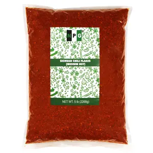NPG Authentic Sichuan Chili Flakes 5 LB Bulk, Medium Hot, Szechuan Crushed Red Pepper Flakes Bulk, Essential Spice Seasoning for Making Kimchi Flavor