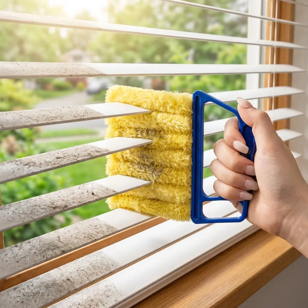 Blind Cleaner Duster Tool, Window Blind Cleaning Brush with 7 Handheld Slat Dusters, Washable Microfiber Venetian Blind Blade Cleaner for Home Car Office