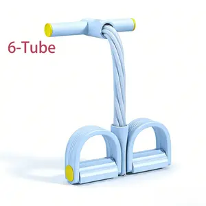 Pedal Resistance Fitness Rope, 6-Tube Elastic Band for Full-Body Workout at Home Gym, Exercise for Sit-ups & Yoga