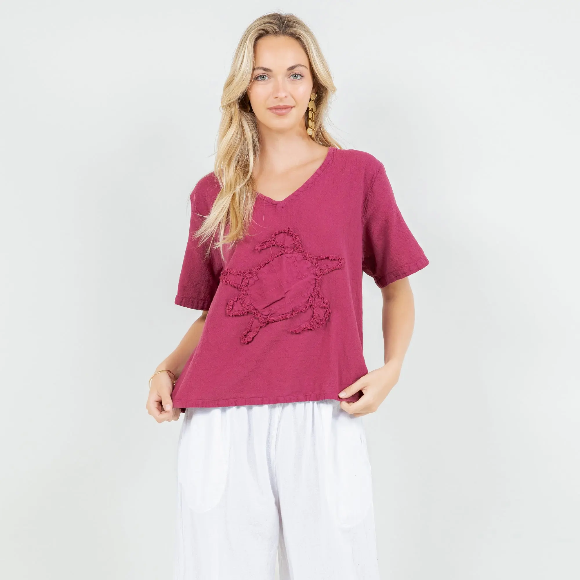 Women's 100% Cotton Gauze Turtle Top