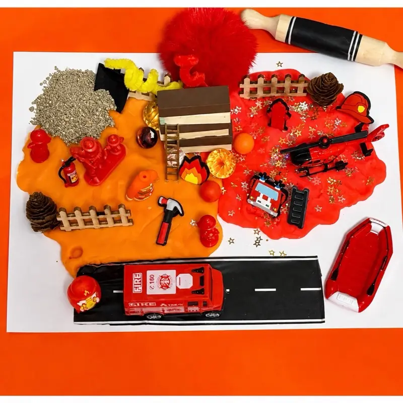 Firefighter Rescue Sensory Box, Portable Tactile Squishy Sensory Play Toy, Stress Relief Tools for Kids