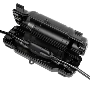 Outdoor Extension Cord Safety Cover with Waterproof Seal IP54 Water-Resistant, Weatherproof Electrical Connection Box with 2 Latches, Plug, Socket, Holiday Decoration Light, Black