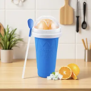 Slushie Maker  for Kids & Adults – Magic Squeeze DIY Frozen Drink, Reusable Icee Maker, Quick Freeze Slushy  with Straw Spoon – Fun Summer Kitchen Gadget for Home or Travel