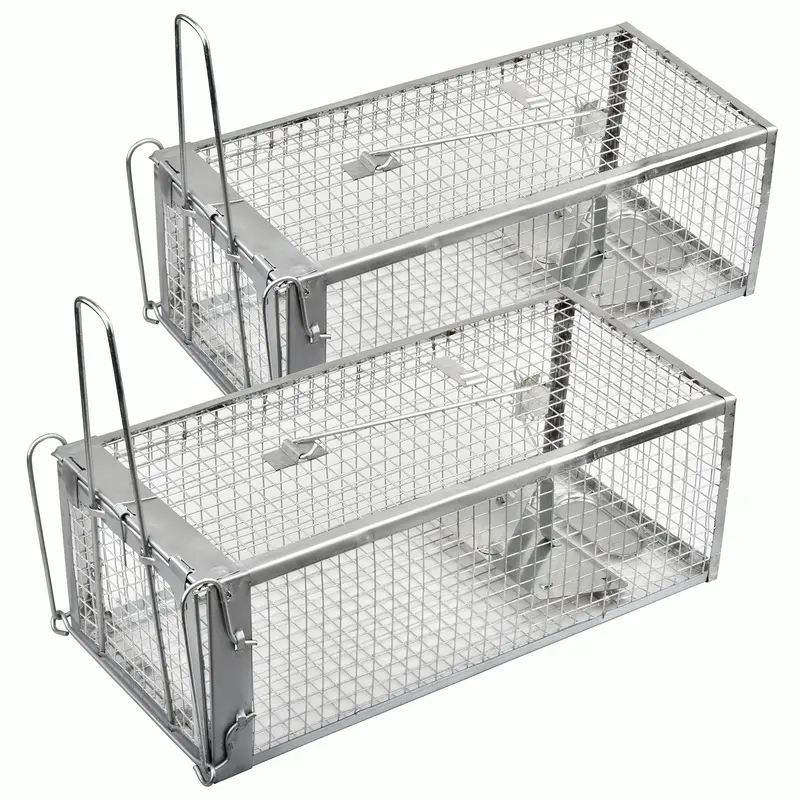 2 pcs Humane Mouse Trap, High Sensitivity Gravity Pedal Auto-Lock Rodent Trap - Sturdy Galvanized Steel, Escape-Proof Small Mesh Design,Small Rodent Animal-Mice Vole Chipmunk Hamsters Live Cage,Catch and Release