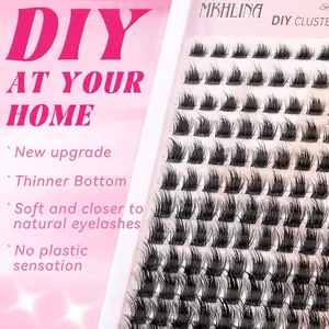 Mkhlina All Sizes DIY Lash Cluster Kit, 144pcs Individual Cluster Lashes Extensions, C/Cc/D Curl 8-18mm, Natural Fluffy & Thick, DIY False Lashes, 0.03~0.07mm, For Christmas, Halloween,Party, Daily Wear, DIY at Home, Beginner Friendly