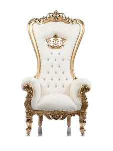 Vintage "Crowned Lenox" Shellback Throne Chair (White/Gold)
