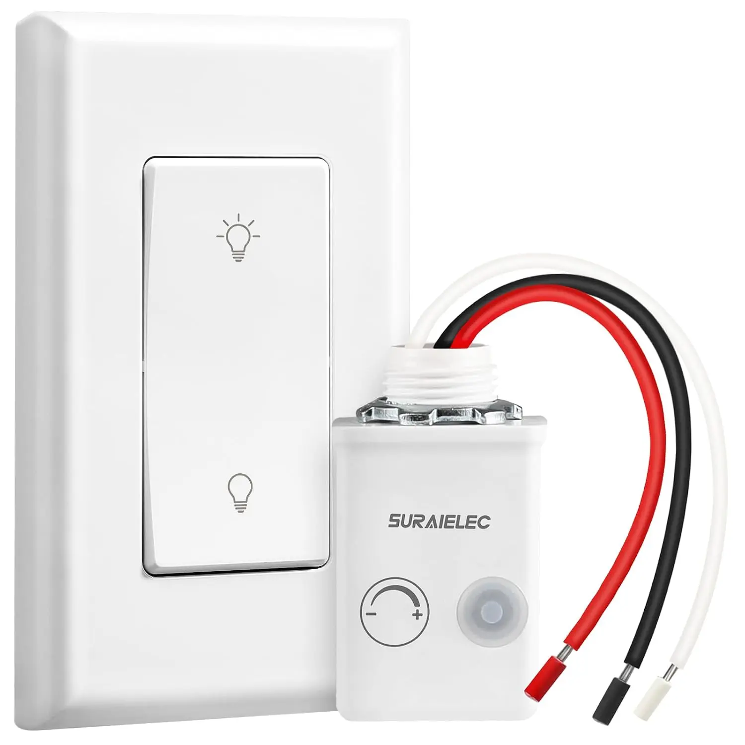 Suraielec Home Indoor Dimmable Dimmer Switch Kit with Remote - 200W INC, 150W LED Compatibility, Wall Switch & Receiver, Single Pole, No WiFi, Plug-and-Play, 200FT RF Range for Ceiling/Pendant Lights, On/Off Control