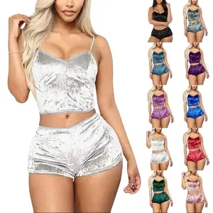 Women's Cute Solid Polyester Satin Lingerie Top & Pajama Set - Silky Smooth, Sexy Elegant Sculpting Fit, Luxury Soft Glow Loungewear for Romantic Nights, Daily Bedroom Wear