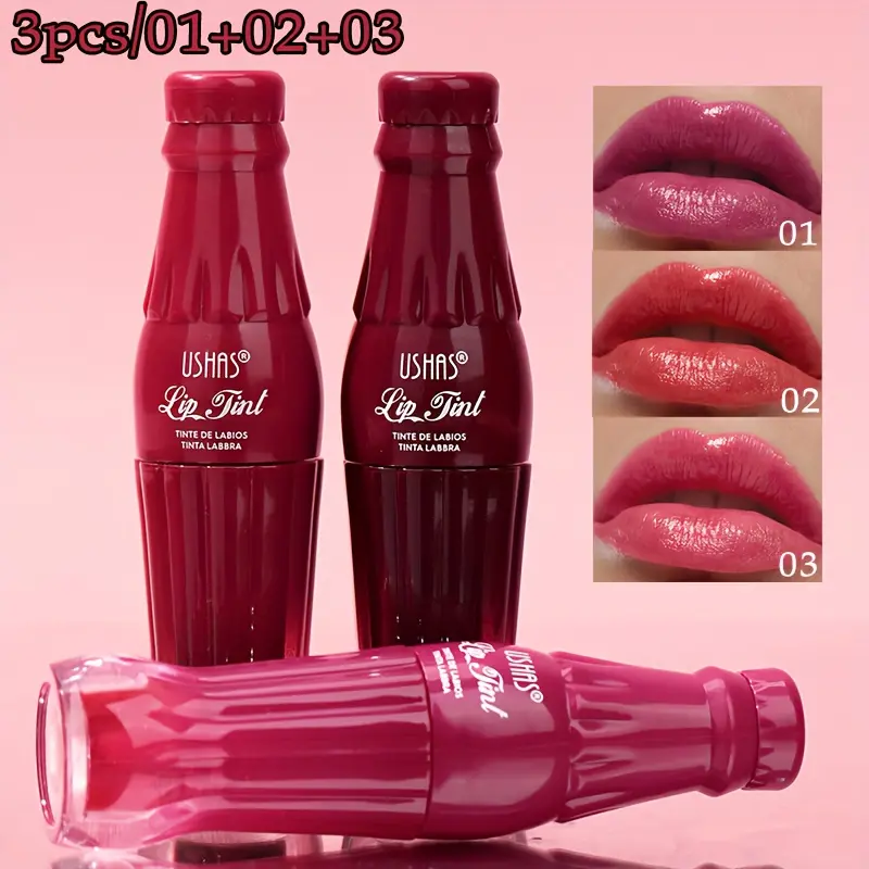 3pcs, Non-stick Creative Bottle Moisturizing Lip Gloss, Long-lasting And Waterproof, Purple-red-orange Tones,-quality Lip Gloss, Suitable Daily Makeup Or Stage Makeup,'S Day Gift, Lip Gloss Set,, Easter