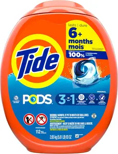 Tide PODS Laundry Detergent Pacs 112 Count 3-in-1 Stain Remover, Odor Fighter, Color Protector, Original Scent, HE Compatible laundry  pod