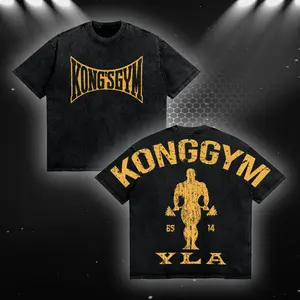 KONGGYM BodyBuilding Oversized Washed T-Shirt Men Workout Fitness Shirt, Gym Apparel, Workout Wear, Training Men's Top, Aesthetic Shirt, Discipline, Strength, Focus