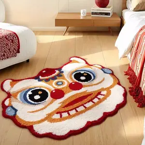 New Oriental Lion Carpet, Thick Soft Plush Material, Entrance Hall Mat, Bedroom Bedside Absorbent Pad, National Style New Year Decoration Rug
